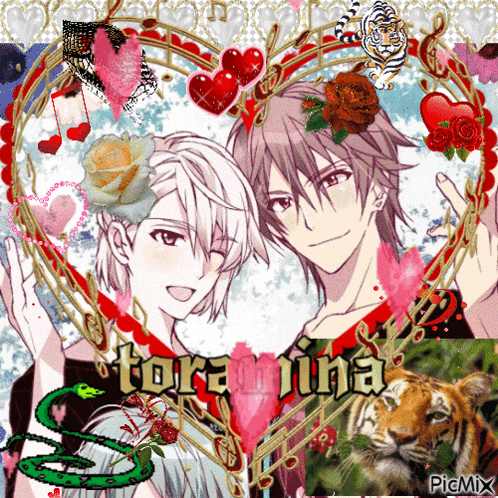 a picture of two anime characters with a snake and the name tarahina
