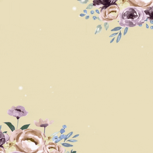 a greeting card with arabic writing and flowers on a beige background