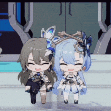 a couple of anime characters are sitting next to each other