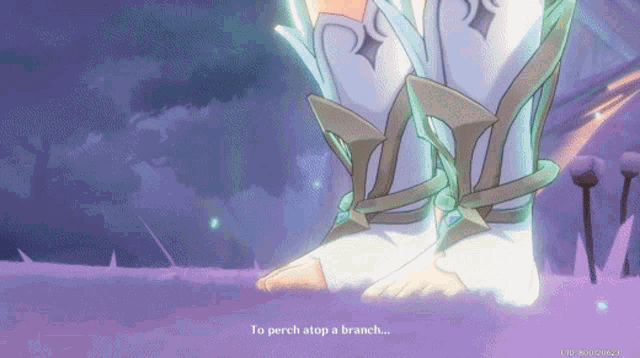 a screenshot of a video game with the words to perch atop a branch at the bottom