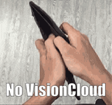 a person is holding an empty wallet with the words no vision cloud above it