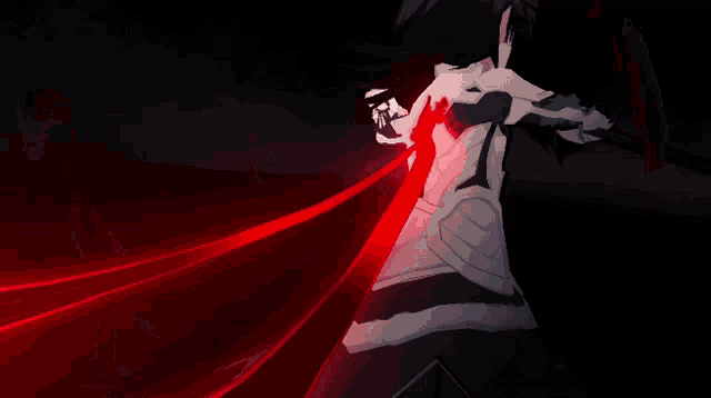 a red lightning bolt is being thrown in the dark