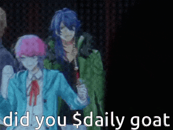 a group of anime characters standing next to each other with the words did you $ daily goat written on the bottom .