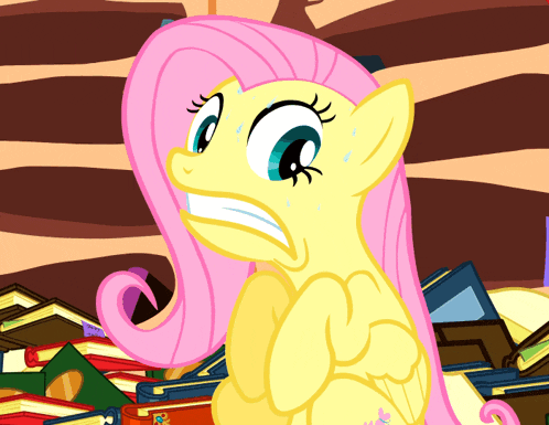 a cartoon pony with a surprised expression on her face