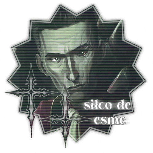 a picture of a man with the words silco de esme written on it