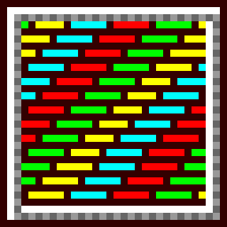 a pixel art of a colorful brick wall