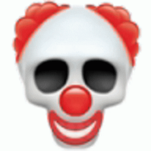a skull with a clown face and red hair .