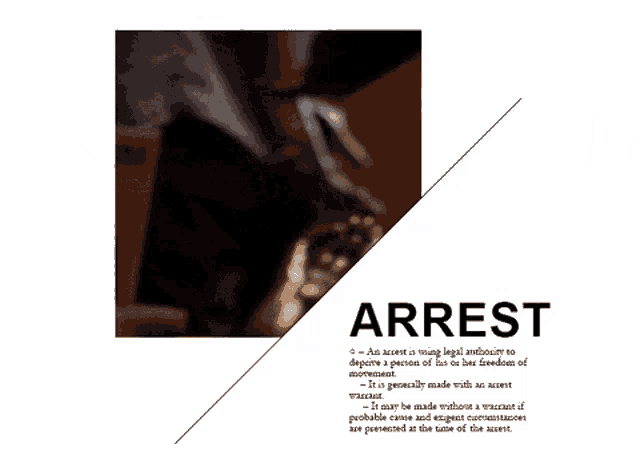 a picture of a person being arrested with the word arrest on the bottom