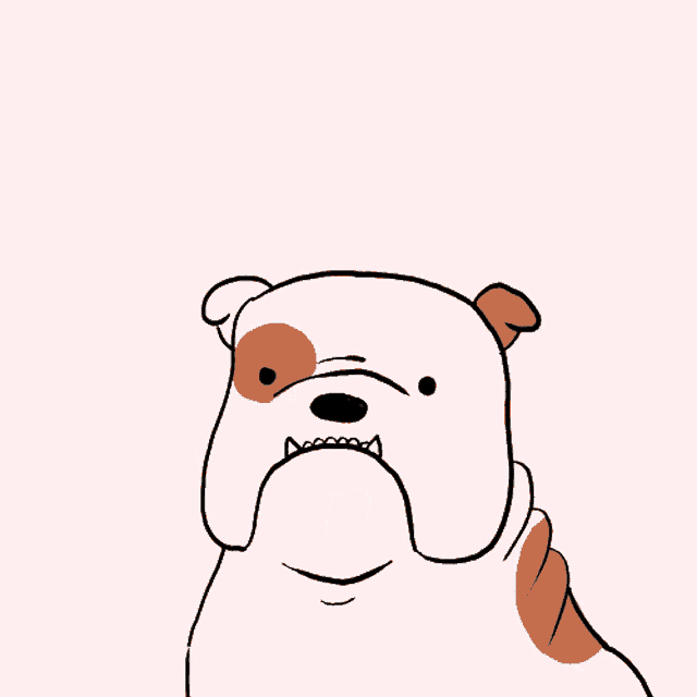 a cartoon drawing of a bulldog with its mouth open