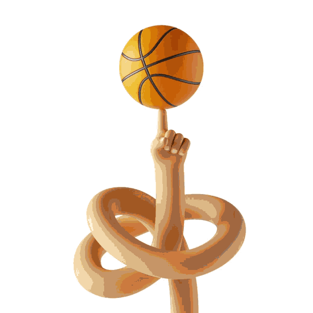 a hand holding a basketball on a finger