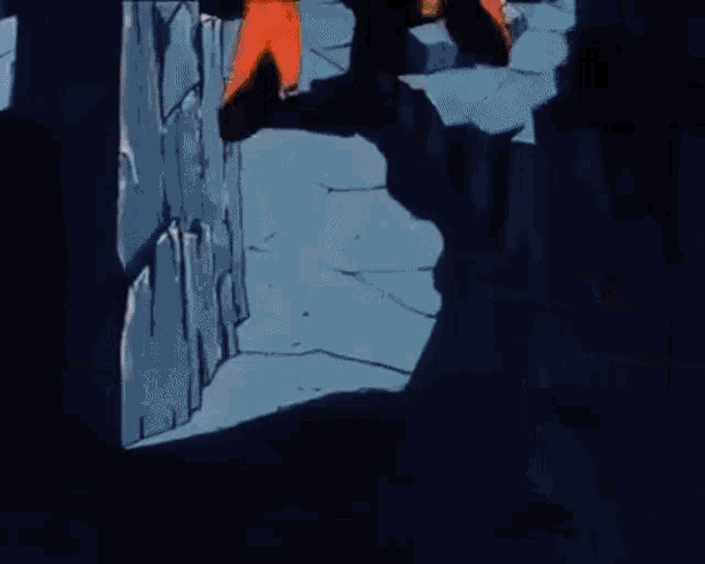 a cartoon character is wearing a pair of red and white boots with flames on the bottom .