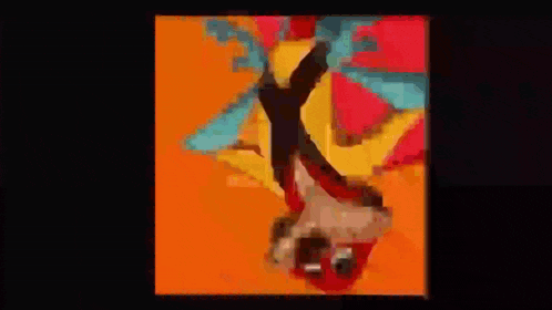 a pixelated image of a person 's face with a yellow and red border