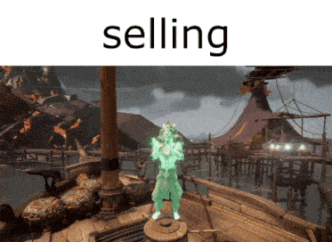 a video game scene with the word selling on the top