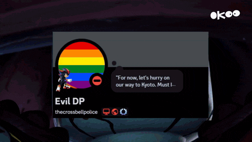 two men are standing next to each other with evil dp written on the screen