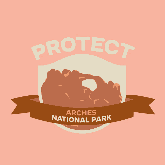 a logo for arches national park with a shield