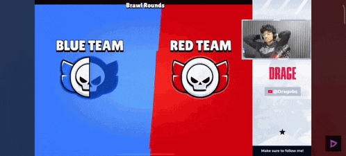 a blue team and a red team are shown on a screen