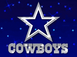 a cowboys logo on a blue background with stars .