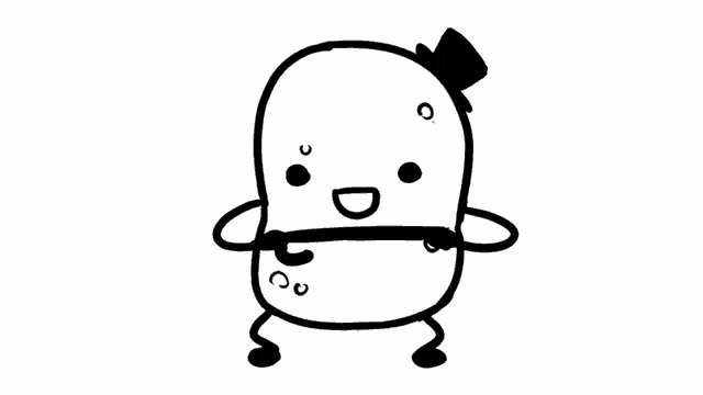 a black and white drawing of a potato wearing a hat