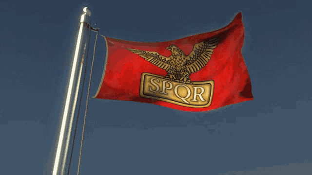 a red and gold flag that says spor on it