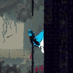 a painting of a bird sitting on a pole in a dark room