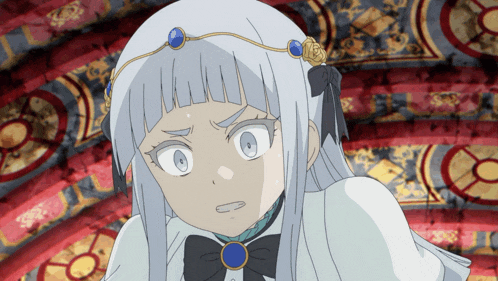 a girl with long white hair and a bow tie