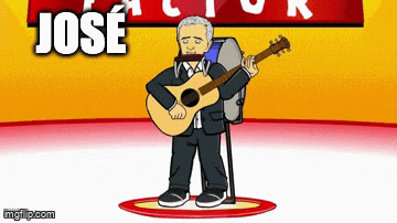 a cartoon of a man playing a guitar with jose written on the bottom