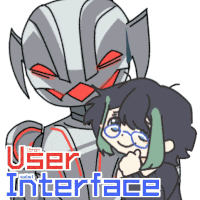 a cartoon drawing of a robot and a girl with user interface written on the bottom