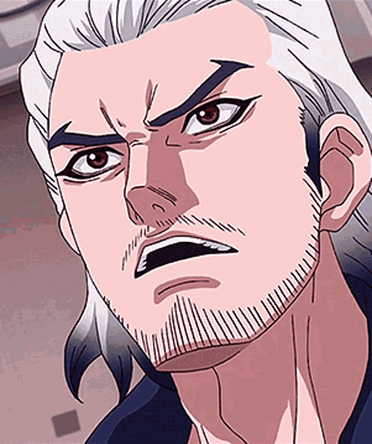 a close up of a cartoon character 's face with a beard