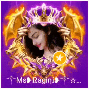 a picture of a woman with a crown on her head and the name ms ragini