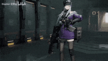 a video game character is standing next to a black motorcycle with the number 04 on it