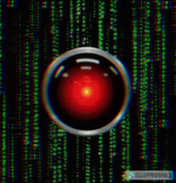 a computer screen with a red button in the center