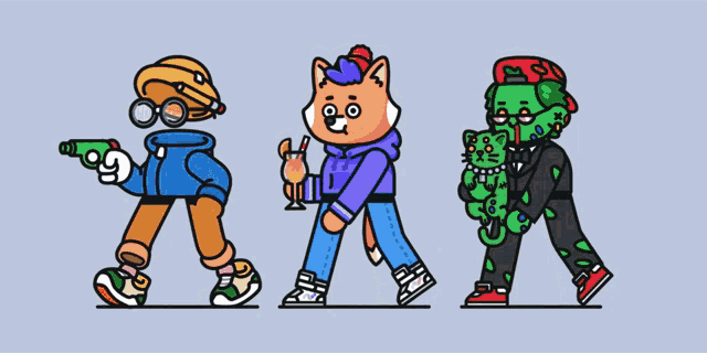 a cartoon drawing of a cat holding a gun