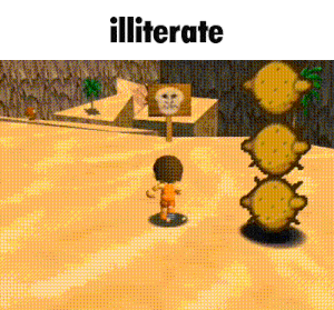 a video game character is standing in front of a skull sign .