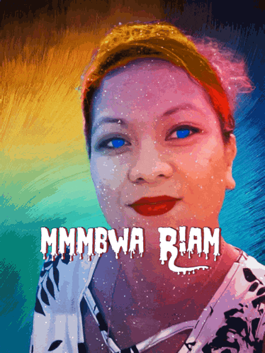 a painting of a woman with the words mmbwa biam written above her