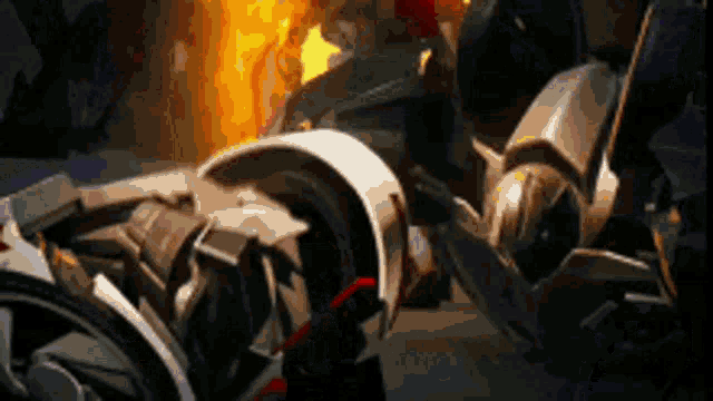 a robot is being destroyed by a fire .