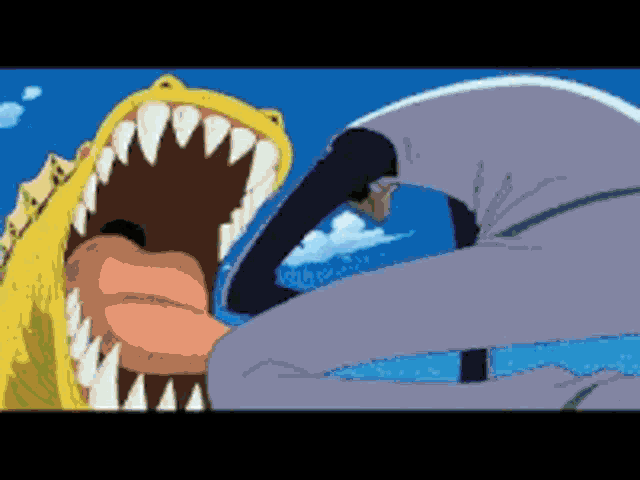 a cartoon of a shark with its mouth wide open