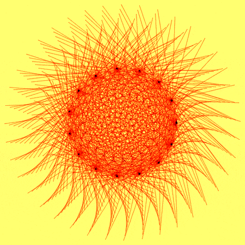a drawing of a sun made of red lines
