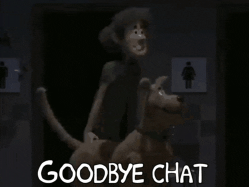 a sign that says goodbye chat with a picture of a cloud