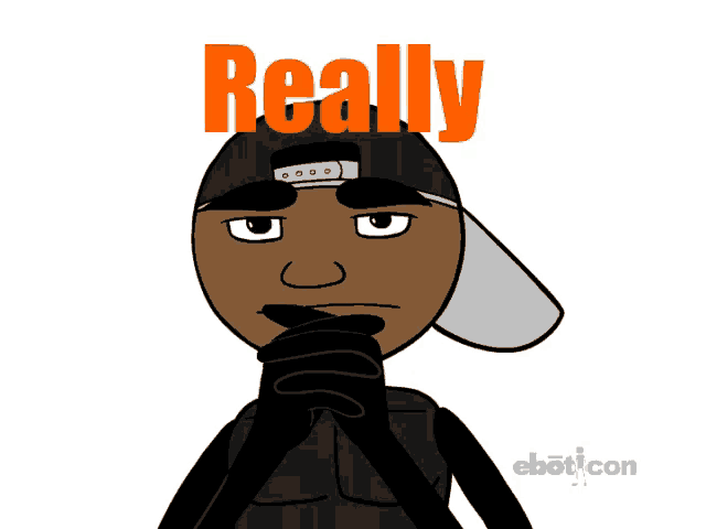 a cartoon of a man with the word really behind him