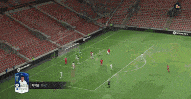 a soccer game is being played in an empty stadium with fifa online written on the side