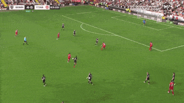 a soccer game is being played with a score of 4-6