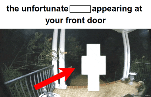 the unfortunate appearing at your front door is written above a picture