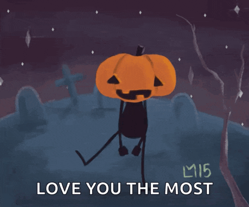 a drawing of a pumpkin with the words " love you the most " on the bottom