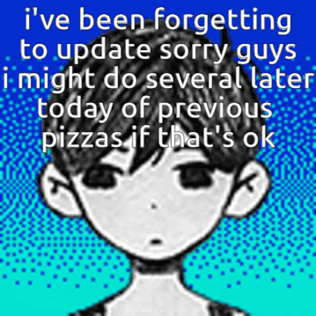 a drawing of a boy with the words " i 've been forgetting to update sorry guys "