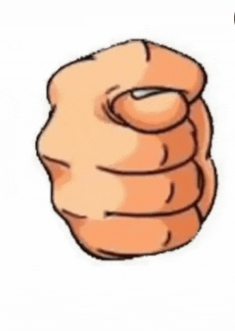 a cartoon drawing of a fist with three fingers visible