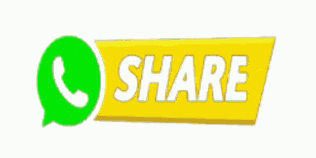 a yellow and green share button with a phone in a speech bubble .