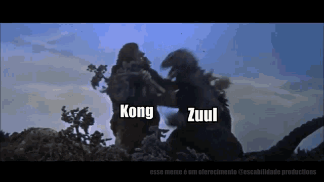 a gif of kong and godzilla fighting each other