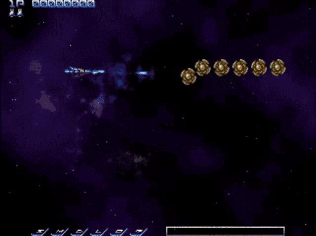 a video game with a score of 1p on the top
