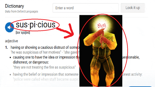 a dictionary page with the word sus-pi-cious