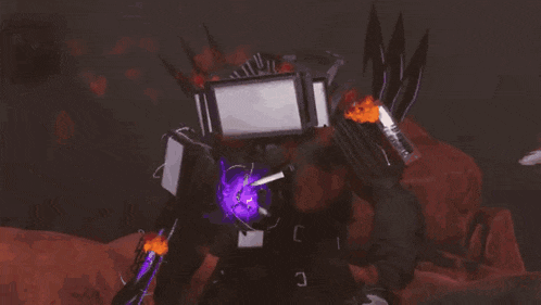 a video game character is being destroyed by a fireball